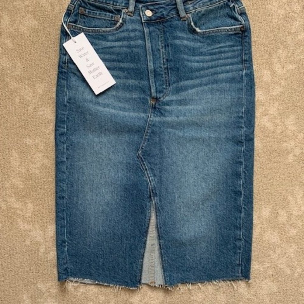 Boyish The Andy High Rise Midi Denim Skirt Senso